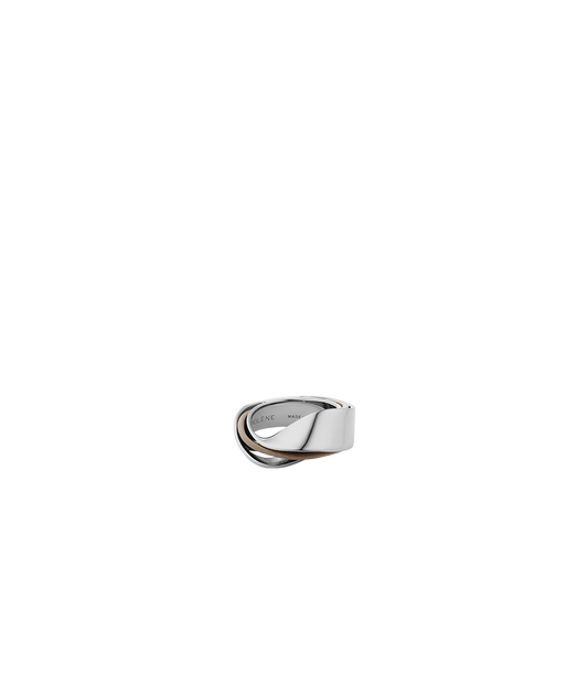 Bague Ormé - Argentée Cuir Taupe