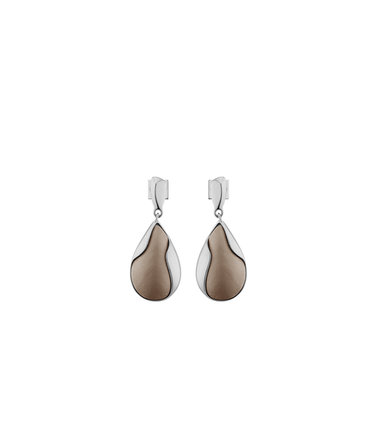 Boucles d’oreilles Ormé - Argentée Cuir Taupe