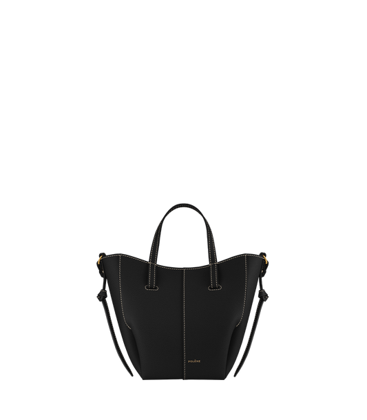 Cyme Tote Nano - Noir Grainé Coutures Écrues