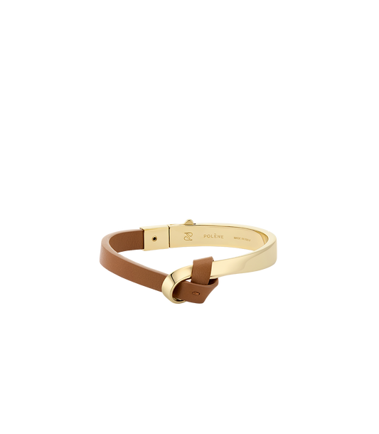 Jonc Ormé - Dorée Cuir Camel