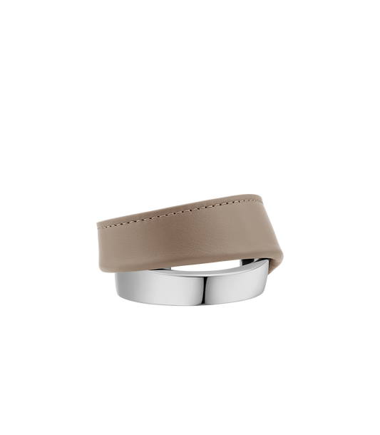 Manchette Ormé - Argentée Cuir Taupe